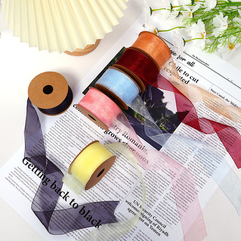 9m*4cm Gift Wrapping Ribbon 鲜花礼品礼物包装丝带雪纱彩带