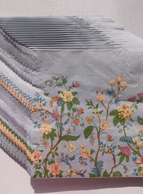 Floral Blue Paper Napkins Decoupage 蝶骨巴特酒店花朵餐巾纸