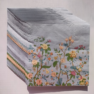 Floral Blue Paper Napkins Decoupage 蝶骨巴特酒店花朵餐巾纸