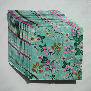 Green Paper Napkins Decoupage 春季树莓绿色蝶骨巴特派对餐巾纸