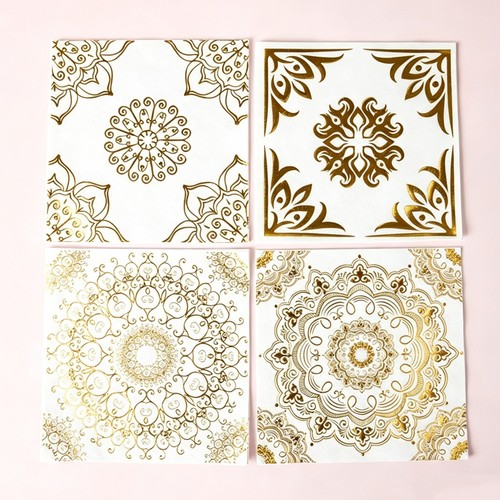 摩洛哥风高级感烫金纸巾派对餐巾纸BOHO Gold Foil Party Napkins