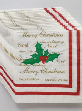 100PC Christmas Mistletoe Paper Napkin圣诞节派对槲寄生餐巾纸