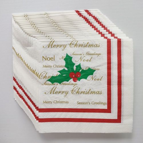 100PC Christmas Mistletoe Paper Napkin圣诞节派对槲寄生餐巾纸