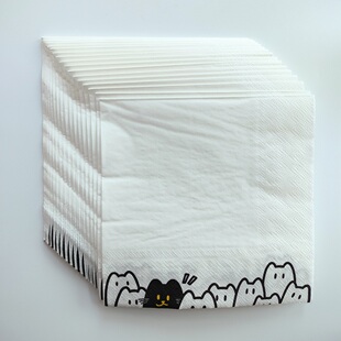 Cute Cat White Paper Napkins Party Decoupage 可爱猫咪餐巾纸