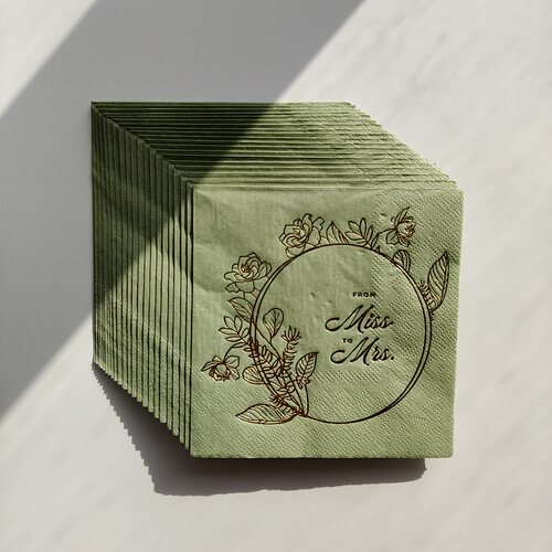 烫金花朵婚礼派对纸巾绿色 Golden Flower Wedding Party Napkins