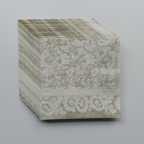 会所酒店宴会用纸巾亚麻花纹蕾丝印花餐巾纸 Party Paper Napkins
