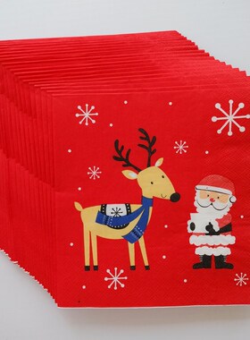 Christmas Red Paper Napkins Decoupage 圣诞节派对红色餐巾纸