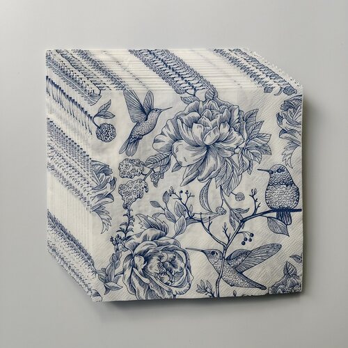 青花瓷蜂鸟牡丹派对纸巾 Blue White Flower Bird Paper Napkins