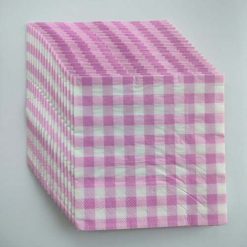 Pink Plaid Checks Paper Napkins Party 粉紫色小方格子餐巾纸巾