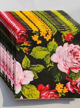 Peony Flower Black Paper Napkins Decoupage 牡丹花黑色餐巾纸