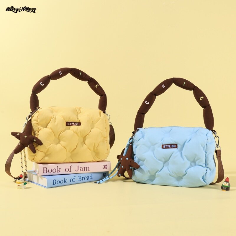 酷乐潮玩泡芙云朵羽绒包包新款少女嘭嘭斜挎包大容量通勤手提包女