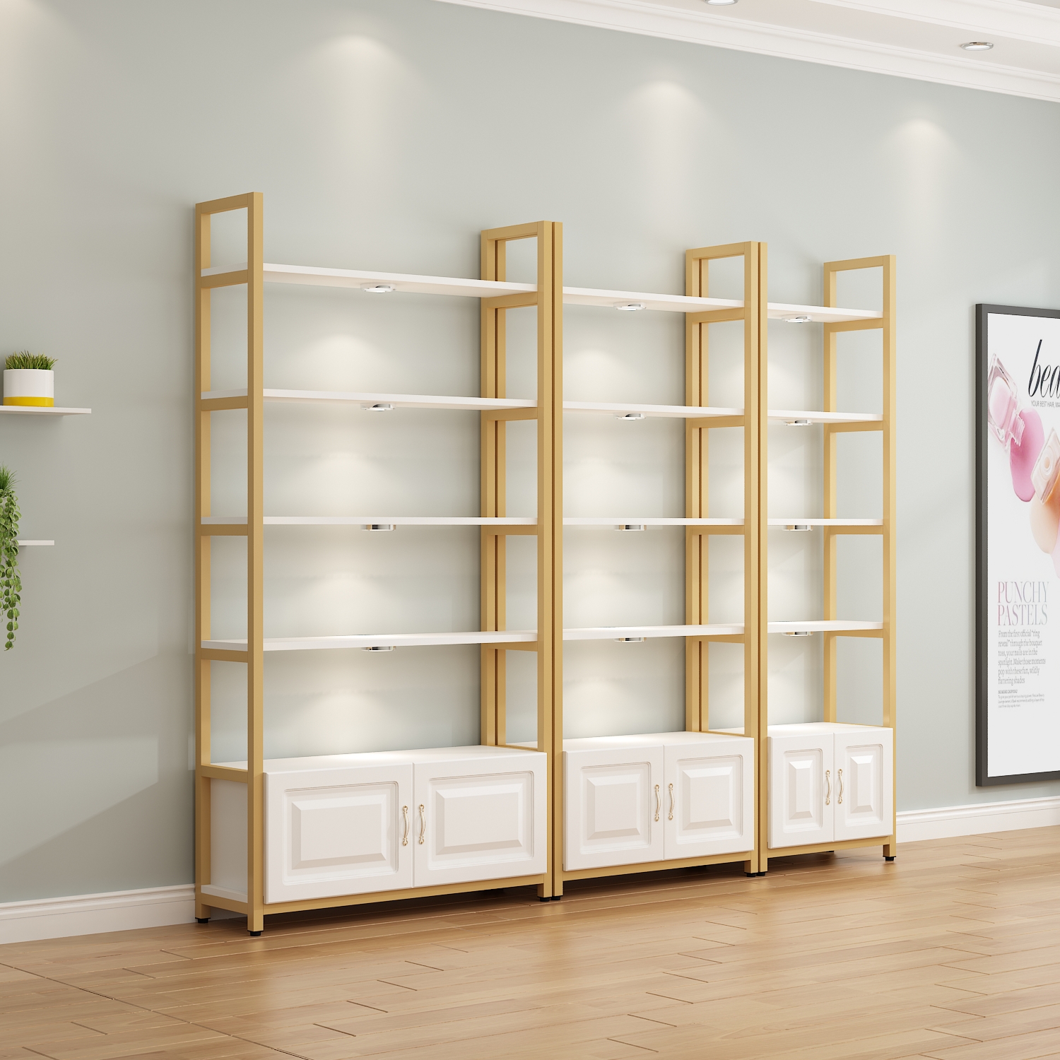 美容院化妆品展示柜简约货架美甲