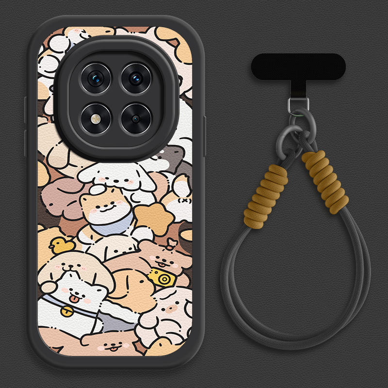 叠叠狗狗适用红米note14手机壳note15pro+/note13/12小米redmi小羊皮11Tpro新款turbo3/10/9/8/7斜挎挂绳女款