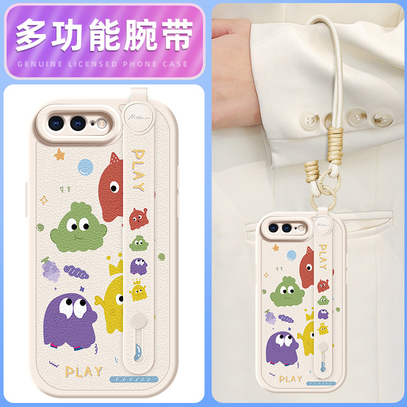 彩色怪兽适用苹果11ProMax手机壳iphoneX套7/8plus新款x/xr腕带斜跨挂绳iphone11pro可背6splus女款xsmax