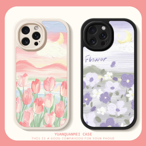 适用iphone16手机壳苹果15promax/13/12花海14pro硅胶7/6s新款8plus/xr/11/6/xsmax小羊皮女款卡通可爱