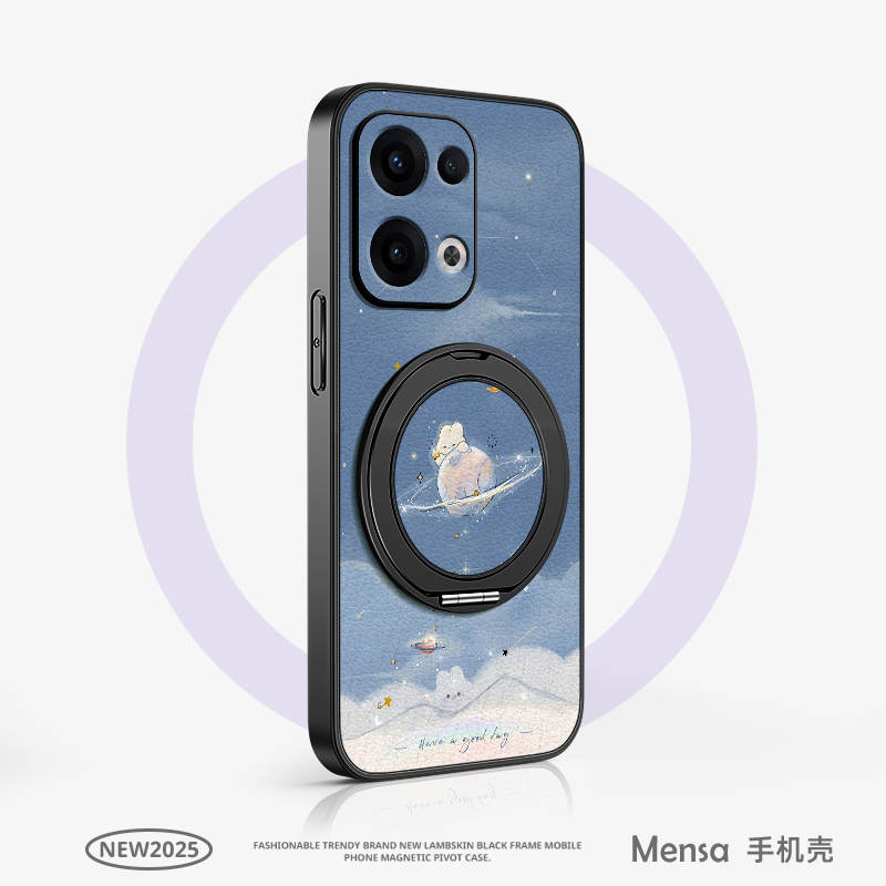 星球兔兔适用opporeno14手机壳reno13pro支点reno12新款reno10pro+磁吸支架旋转11女男款可爱小羊皮防摔卡通