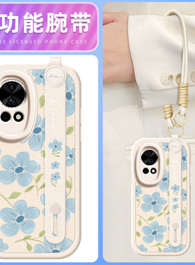 蓝色花瓣适用华为nova13手机壳nova11pro小羊皮nove10新款novo12ultra腕带斜挎挂绳12活力版10z女款11SE网红u