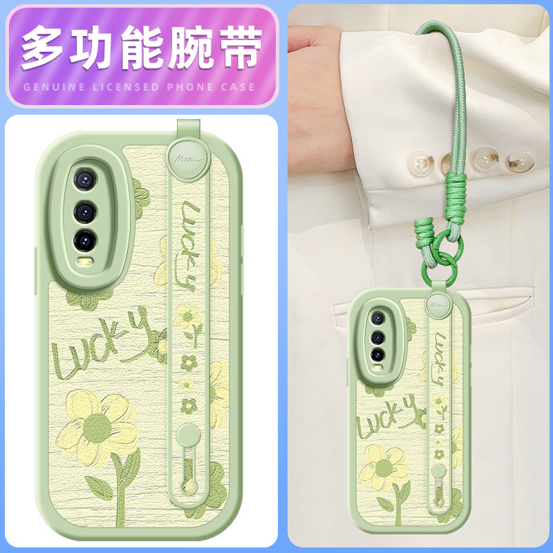 油画花朵适用vivoy77手机壳y78十+小羊皮y51s/76s/70/y55s/y53s/y52s新款y3/3s腕带斜挎挂绳Y10/y30/30g女款