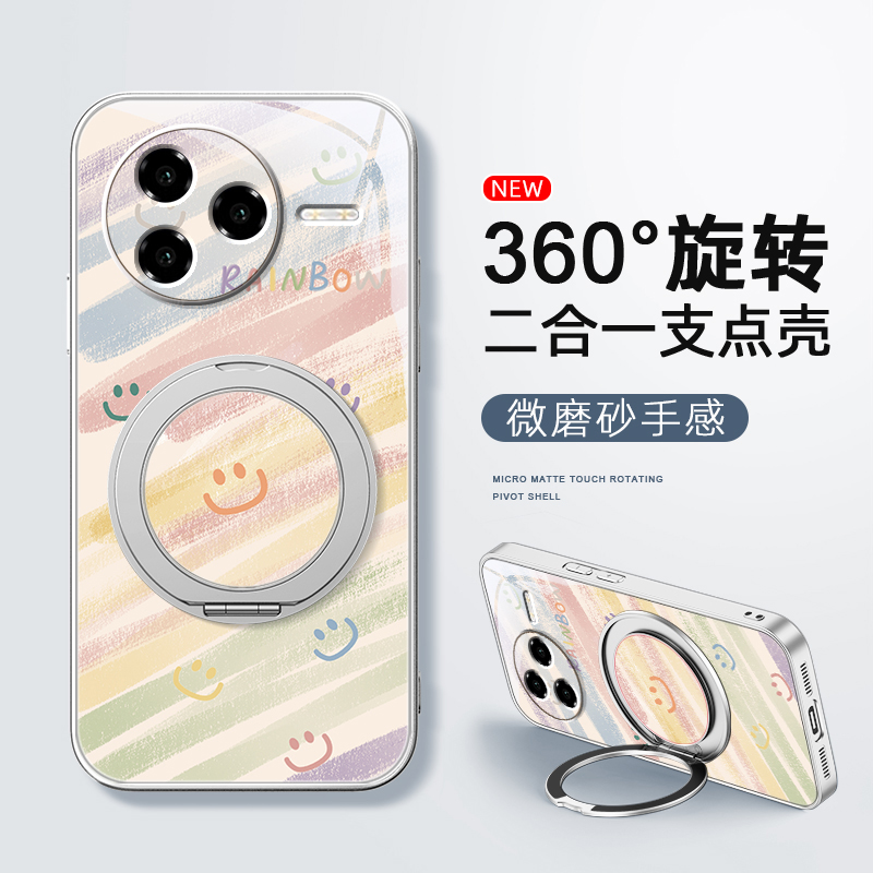 涂鸦笑脸适用红米k80至尊版手机壳女款redmik70pro磁吸带支架全包小米k60ultra新款防摔k50支点k50电竞版卡通