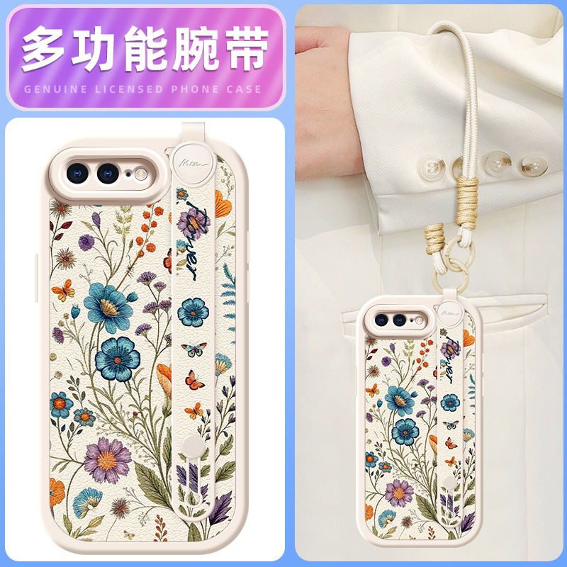 彩蝶花卉适用苹果11ProMax手机壳iphoneX套7/8plus新款x/xr腕带斜挎挂绳iphone11pro可背6splus女款xsmax
