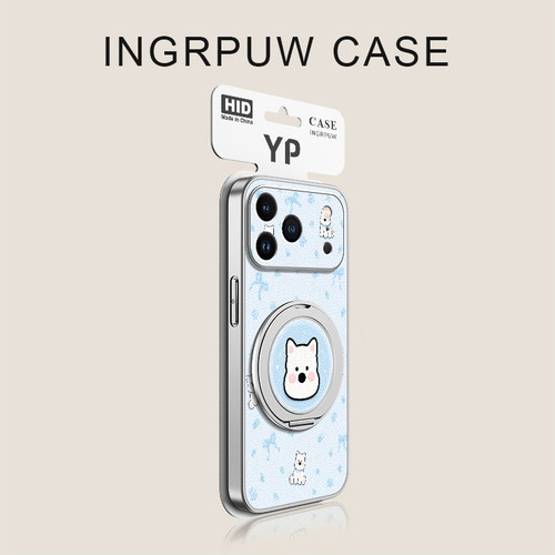 适用苹果17手机壳iphone16ProMax/iPhone15/14新款13磁吸支架xs旋转11/12女款16plus卡通可爱小狗小羊皮air