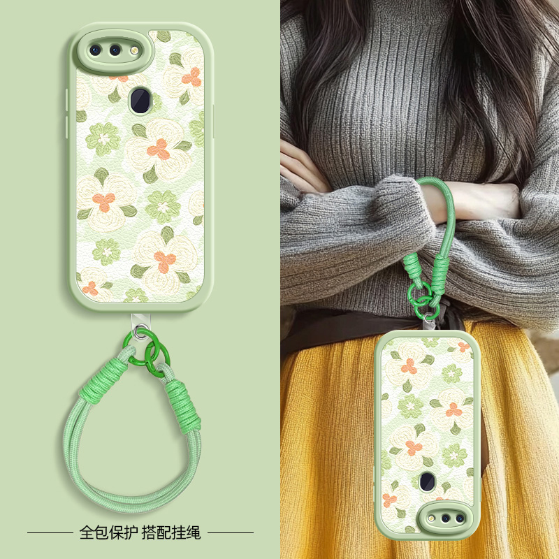米底绿花适用oppor17pro手机壳r15标准版小羊皮oppor15梦境版oppor11s新款r17oppo春夏斜挎挂绳r11女款可背