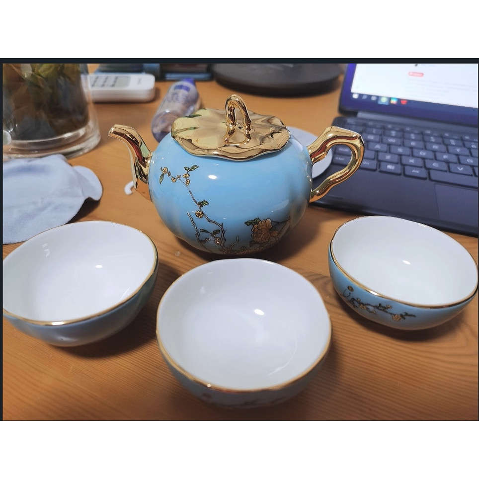国瓷永丰源夫人瓷西湖蓝中式茶具高档套装快客杯小型茶道礼物图片