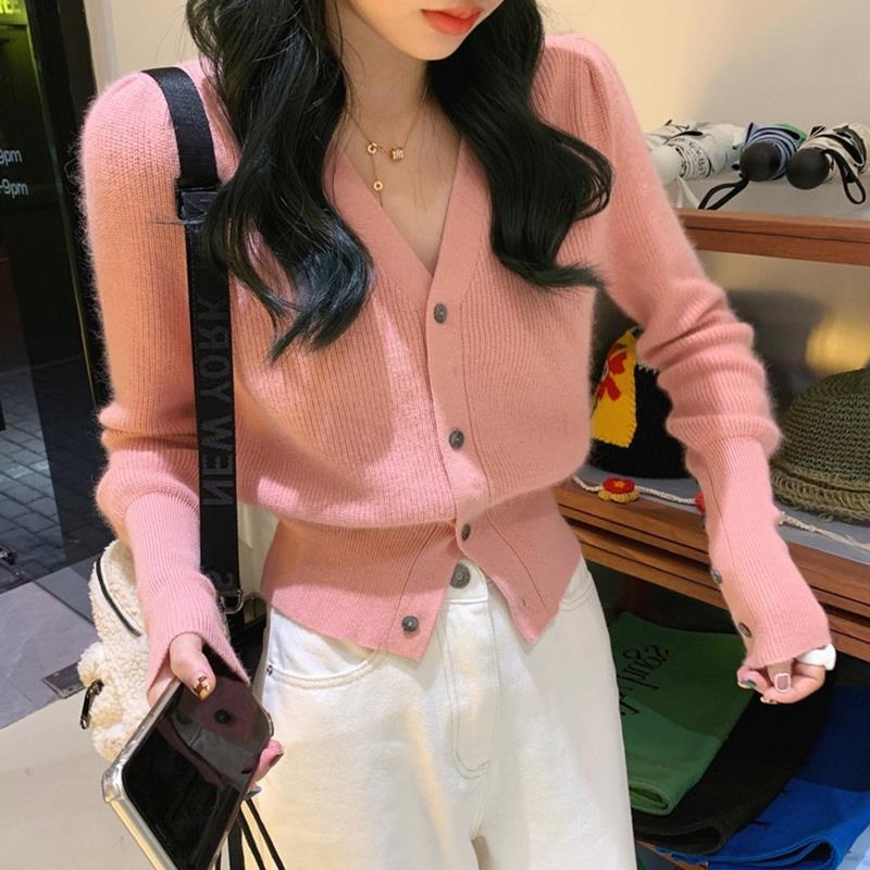 粉色开衫针织外套女2025新款