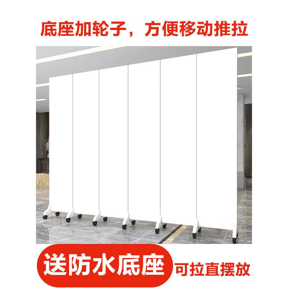 办公室简单的现代屏幕客厅隔墙可折叠移动与车轮自定义标志双面空