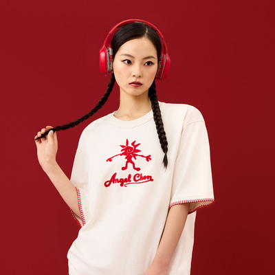 ANGEL CHEN设计师品牌陈安琪 AW26 太阳小人刺绣水洗T恤