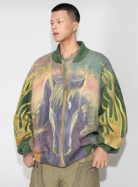 ANGEL CHEN陈安琪 AW22 英雄万针刺绣麂皮棒球夹克