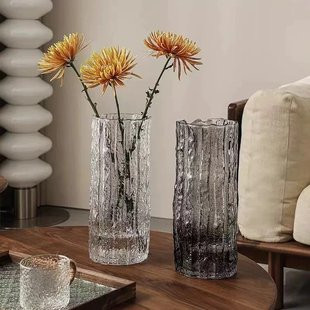 大号玻璃花瓶冰川设计感轻奢高级花瓶摆件客厅插花ins风水养鲜花