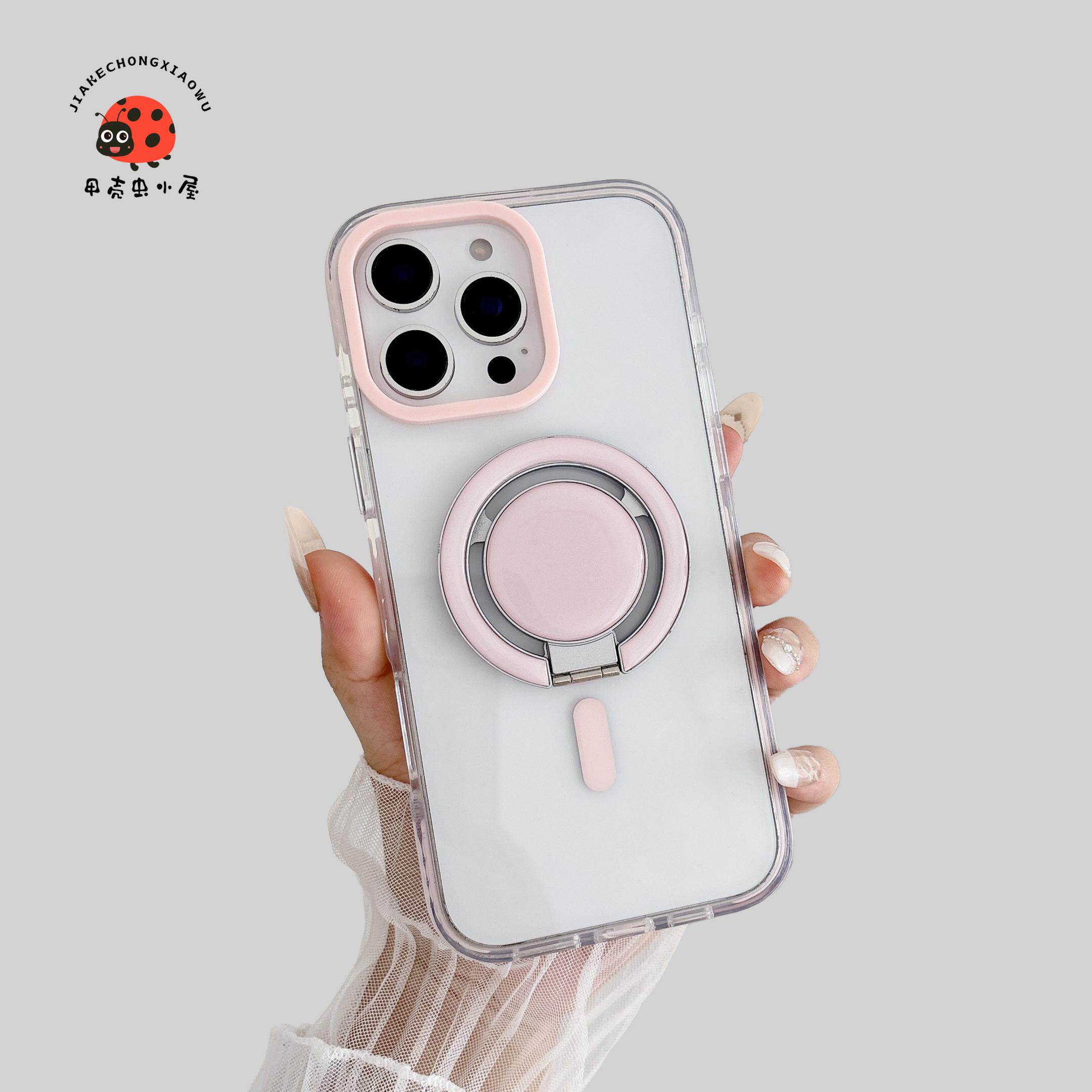 高级拼接双色感透明磁吸苹果防摔手机壳适用iPhone16ProMax/15pro/14/13卡通女生简约时尚高级感ins风双色