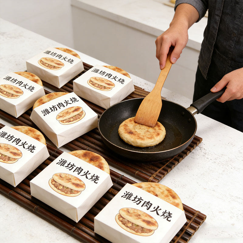 【1袋4个】潍县肉火烧真空包装软面酥皮潍坊特产猪肉馅饼半成品