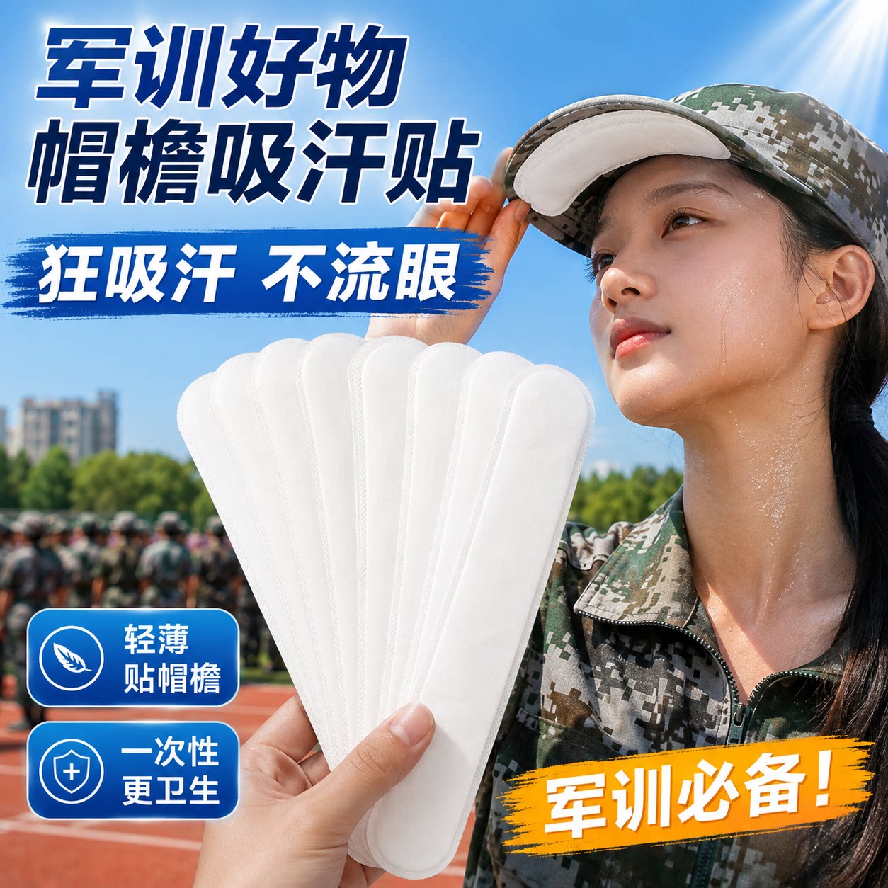 帽子防脏内贴帽沿条衣领吸汗贴帽檐贴片一次性帽垫防汗贴军训神器
