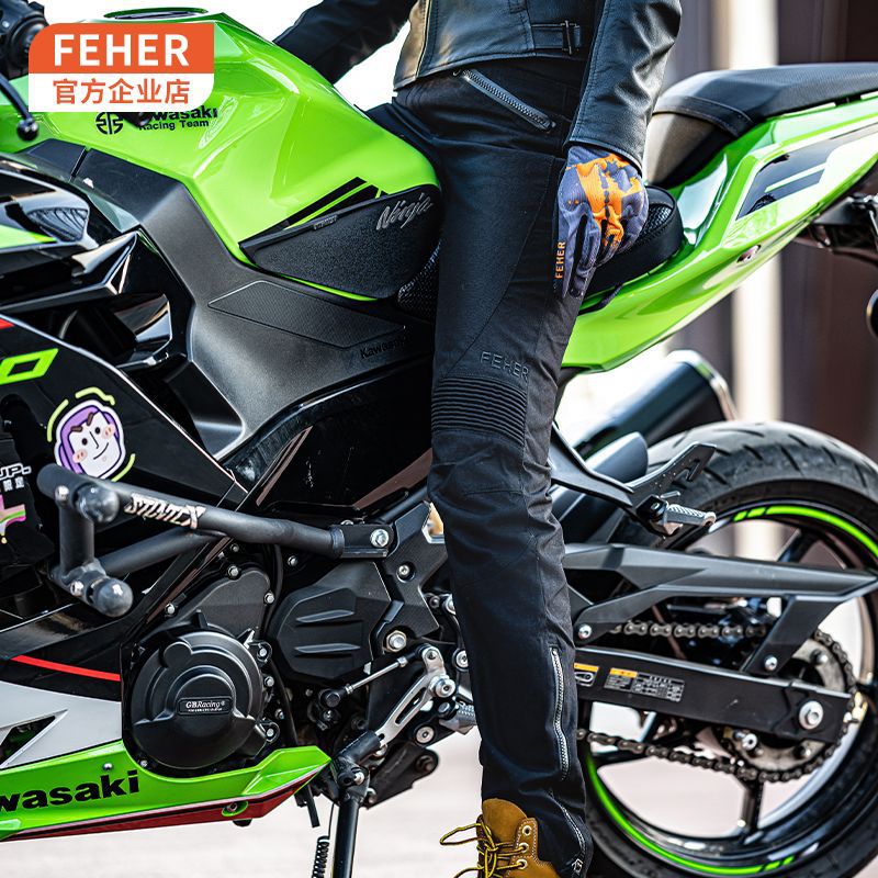 FEHER摩托车骑行裤防摔弹力修身显瘦机车裤四季通用女款休闲裤