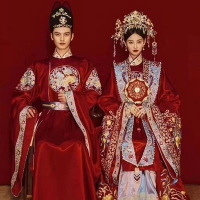 中式婚礼婚服出租明制汉服凤冠霞帔拖尾婚礼仪式走秀结婚古装嫁衣
