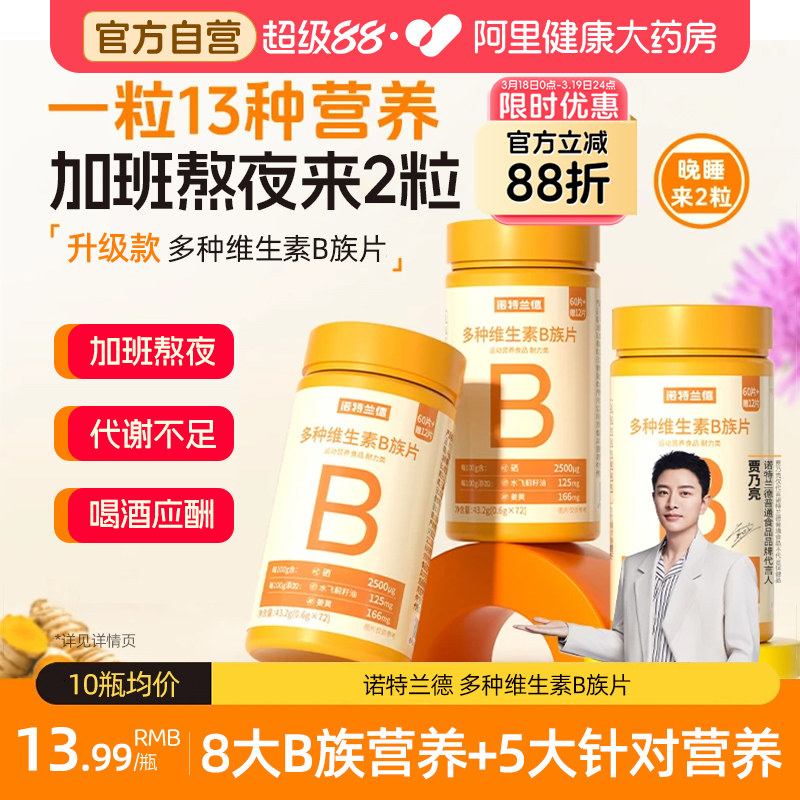 诺特兰德多种维生素B族片升级复合咀嚼片水飞蓟姜黄牛磺酸