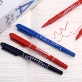 水性油性记号笔黑色勾线笔美术专用学生用儿童绘画手绘蓝细头小双头防水速干不掉色马克笔红勾边不可擦标签画