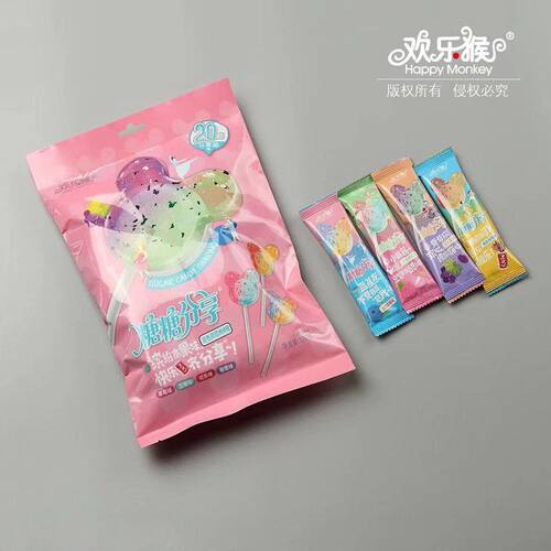 糖糖分享双色双层水晶果味棒棒糖分享装20支 草莓/葡萄/可乐味
