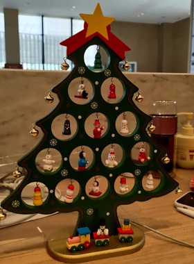 小红书同款迷你木质圣诞树摆件