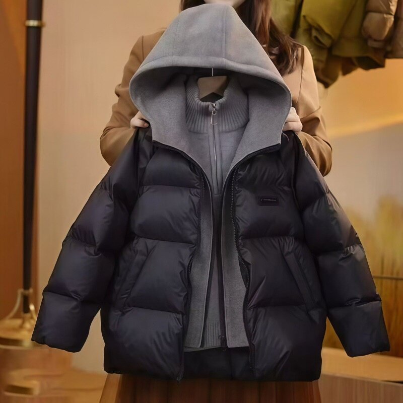 免洗男童加厚羽绒棉服2025新款冬季儿童假两件中大童保暖棉服外套