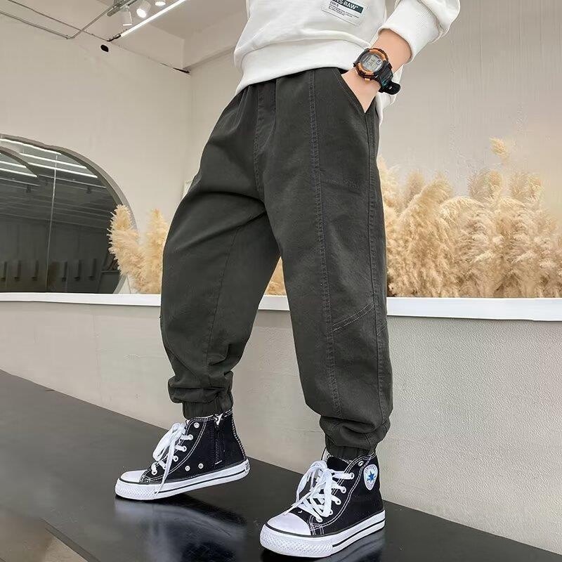 男童裤子春秋款2025新款春装儿童工装裤男孩休闲中大童春季长裤