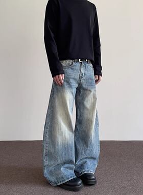 Men's curved knife straight horn pants jeans男弯刀长裤牛仔裤