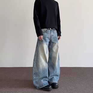 Men's curved knife straight horn pants jeans男弯刀长裤牛仔裤