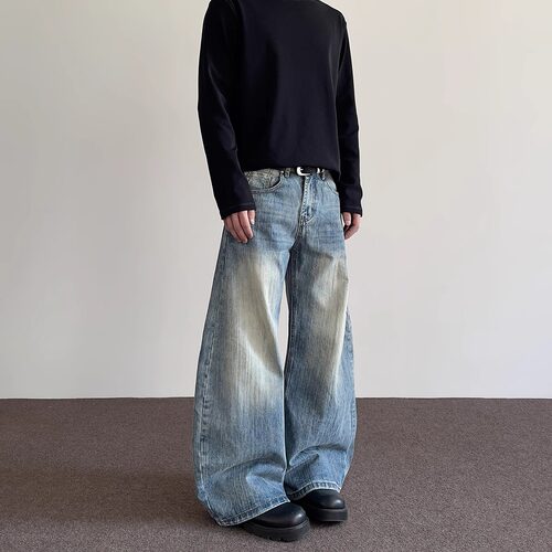 Men's curved knife straight horn pants jeans男弯刀长裤牛仔裤