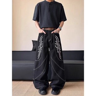 street loose 男夏季 men 街头 pants牛仔裤 summer leg Jeans wide