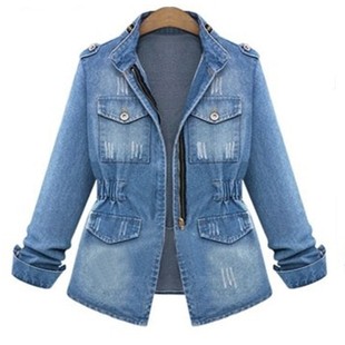 Women's tight fitting denim jacket欧美女紧身显瘦牛仔外套夹克
