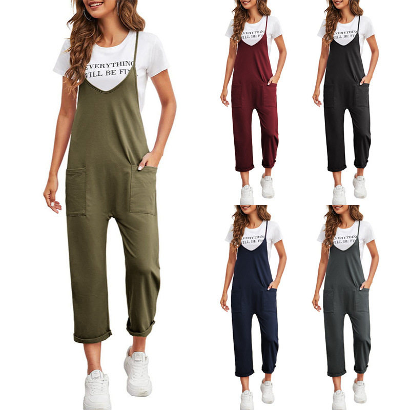 Women's suspender overalls jumpsuit女长裤吊带背带裤连体裤