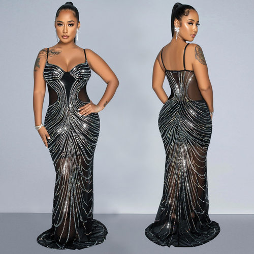 Women's hip hugging skirt sexy suspender evening dress dress